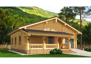 Проект одноэтажного деревянного дома с террасами и гаражом
